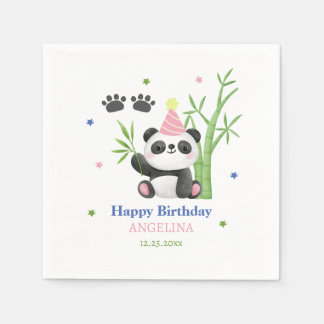 Guardanapo De Papel Aniversário de Bambu do Urso Panda Fofo 