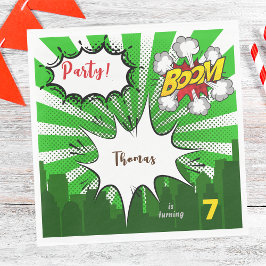 Guardanapo De Papel aniversário de banda desenhada verde pop art