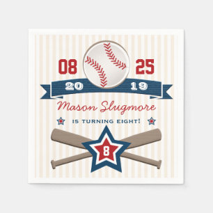 GUARDANAPO DE PAPEL ANIVERSÁRIO DE BASEBALL E BATS