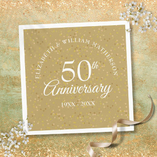 Guardanapo De Papel Aniversário de Bodas de Ouro 50º Confete Dourado