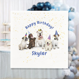 Guardanapo De Papel Aniversário de Cachorro | Azul