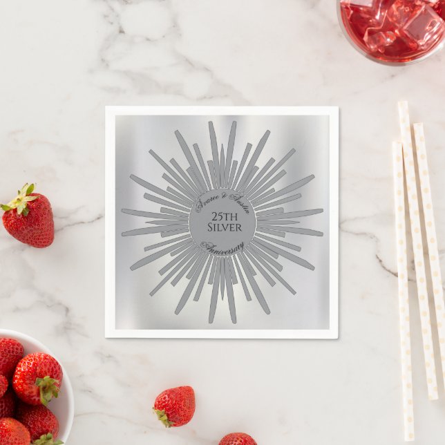 Guardanapo De Papel Aniversário de Casamento 25 SILVER (Insitu)