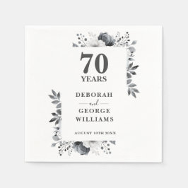 Guardanapo De Papel Aniversário de Casamento de 70 Floral Platinum Ele