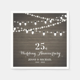 Guardanapo De Papel Aniversário de Casamento de Luzes de Madeira e Cor