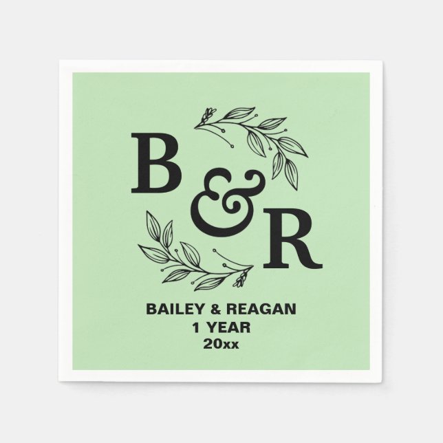 Guardanapo De Papel Aniversário de Casamento de ruas Deixa Motif Monog (Frente)