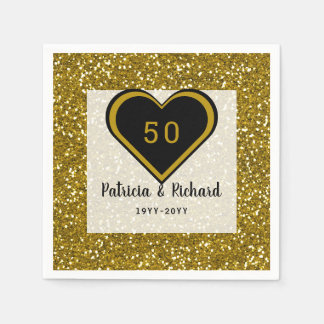 Guardanapo De Papel Aniversário de Casamento do Dourado Glitter 50