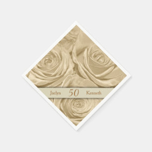 Guardanapo De Papel Aniversário de casamento dourado dos rosas de