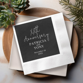 Guardanapo De Papel Aniversário de Casamento Personalizado BW Moderno