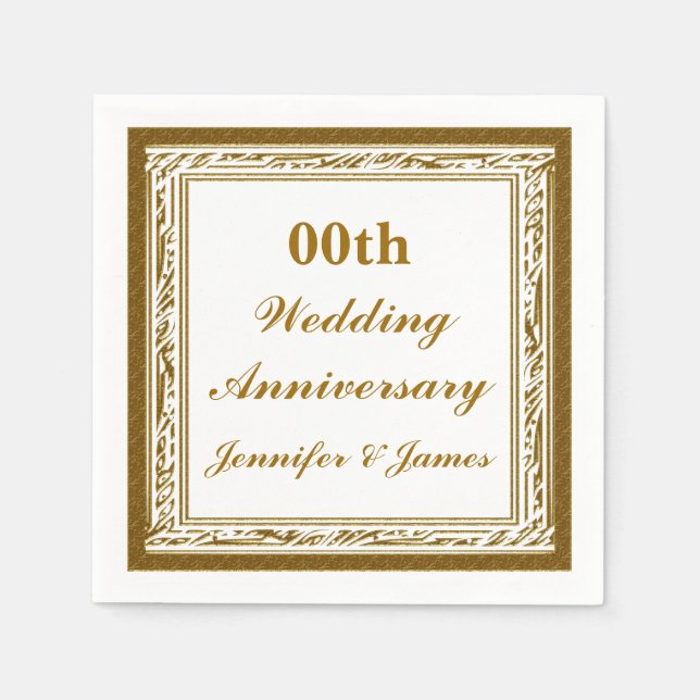 Guardanapo De Papel Aniversário de Casamento Personalizado Napkin (Frente)