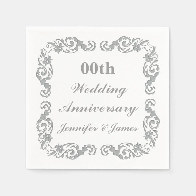 Guardanapo De Papel Aniversário de Casamento Personalizado Napkin (Frente)