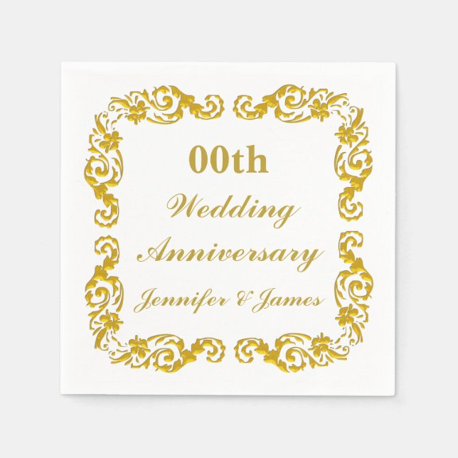 Guardanapo De Papel Aniversário de Casamento Personalizado Napkin (Frente)