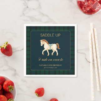 Guardanapo De Papel Aniversário de Cavalo Vintage Preppy Saddle Up