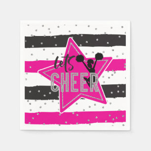 Guardanapo De Papel Aniversário de Cheerhead Pink Silver Black Cheth