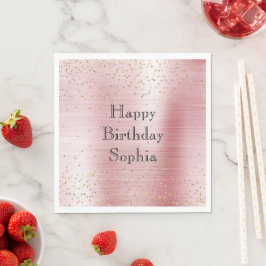 Guardanapo De Papel Aniversário de Confetti com Gelado Rosa Dourado Br