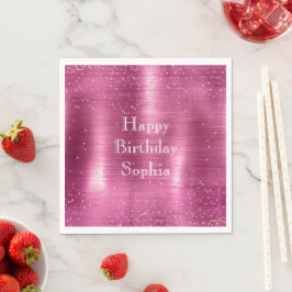 Guardanapo De Papel Aniversário de Confetti, Dourado, Glam-Rosa
