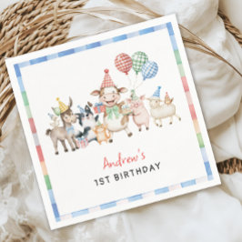 Guardanapo De Papel Aniversário de criança de Animais de Criação em Pó