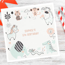 Aniversário de criança de animais selvagens safari