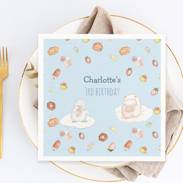 Guardanapo De Papel Aniversário de criança de aquarela de sobremesas a (Criador carregado)