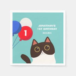Guardanapo De Papel Aniversário de criança de Balões do legal Cat Part