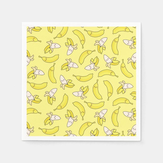 Guardanapo De Papel Aniversário de criança de Banana Cute Kawaii (Frente)