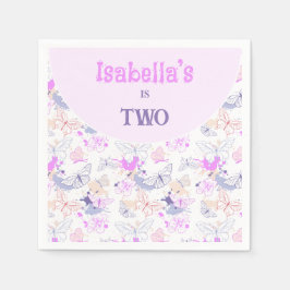 Guardanapo De Papel Aniversário de criança de borboletas roxas, cor-de