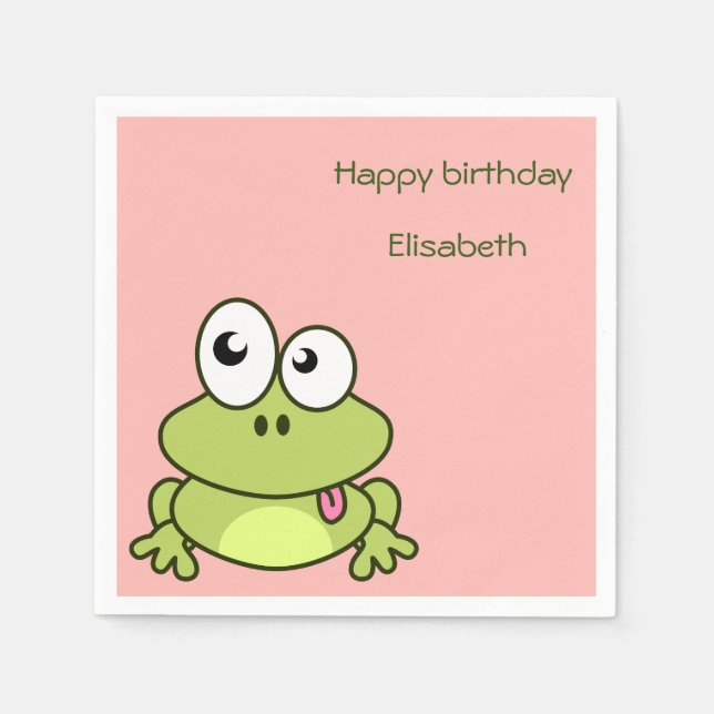 Guardanapo De Papel Aniversário de criança de desenho de sapo engraçad (Frente)