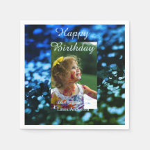 Aniversário de criança de fotos azul verde-brilhan