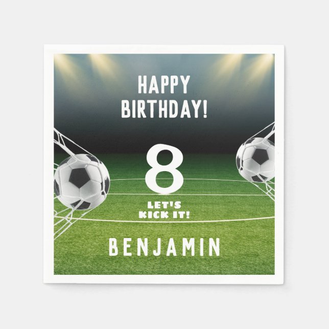 Guardanapo De Papel Aniversário de criança De Futebol Da Bola De Futeb (Frente)