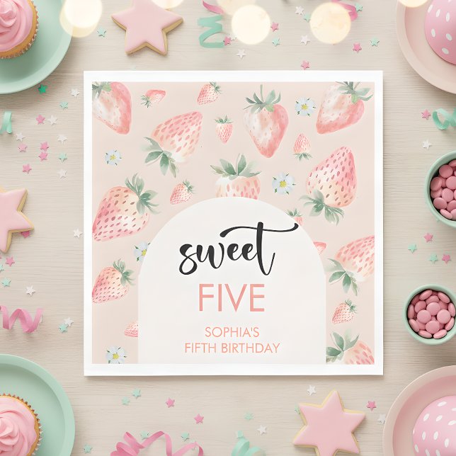 Guardanapo De Papel Aniversário de criança de morango doce (Criador carregado)