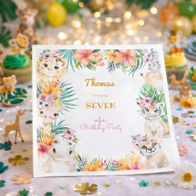 Aniversário de criança de safari selvagem dourado