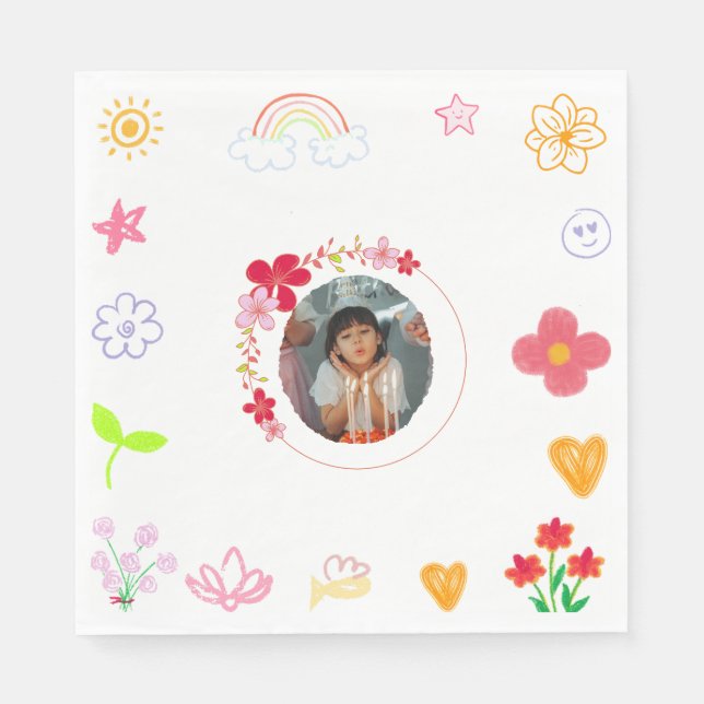 Guardanapo De Papel Aniversário de criança Divertido Napkins - Amarelo (Frente)