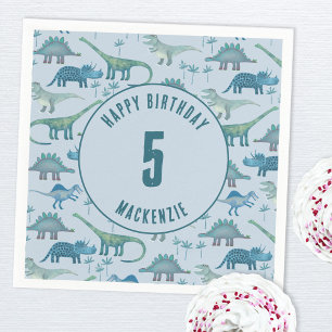 Guardanapo De Papel Aniversário de criança do Dinossaur Boy Party Blue