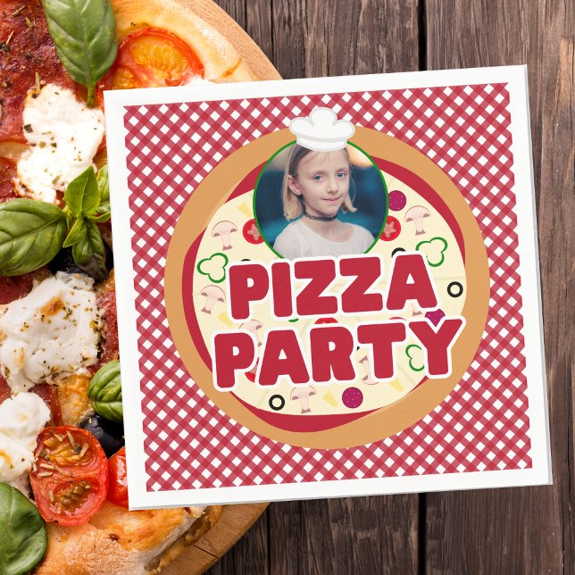 Guardanapo De Papel Aniversário de criança do Partido da Pizza Vermelh (Criador carregado)