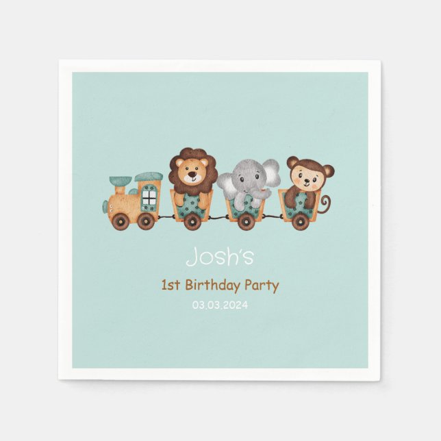 Guardanapo De Papel ANIVERSÁRIO DE CRIANÇA Fiesta do trem TOTALMENTE (Frente)