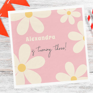 Guardanapo De Papel Aniversário de criança floral de Retro Daisy