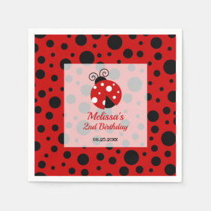 Guardanapo De Papel Aniversário de criança Ladybug Red Black Frame Bol