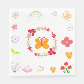 Guardanapo De Papel Aniversário de criança Napkins em Amarelo e Roxo