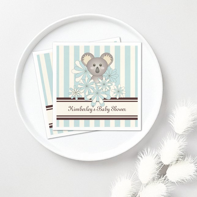 Guardanapo De Papel Aniversário de criança Pastel Blue Koala / Chá de  (Criador carregado)
