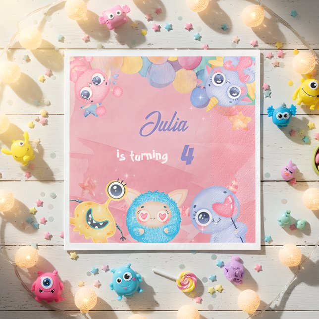 Guardanapo De Papel Aniversário de criança Pequeno e Bonito Monstro (Criador carregado)