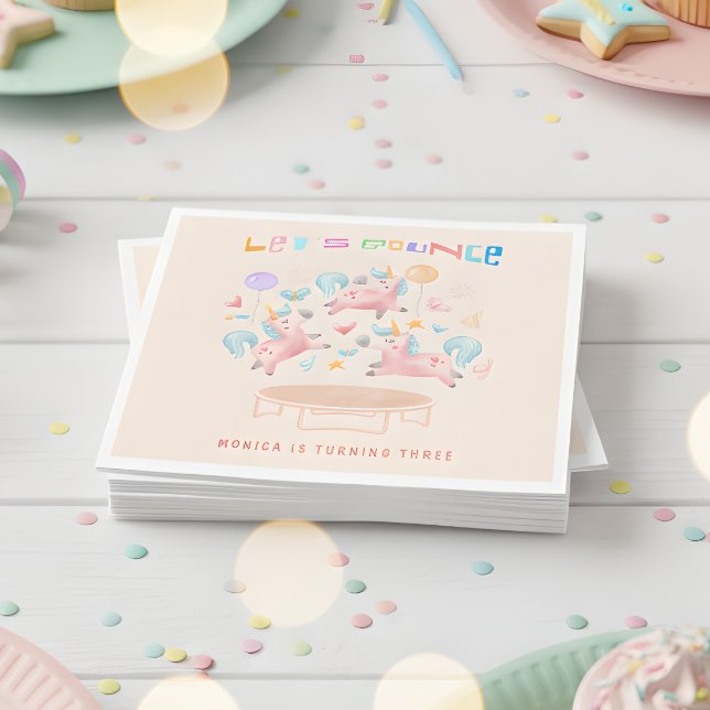Guardanapo De Papel aniversário de criança unicórnios de salto de vamo (Criador carregado)
