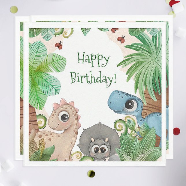 Guardanapo De Papel Aniversário de Dinossauro das Crianças (Dinosaur Birthday Party Napkins)