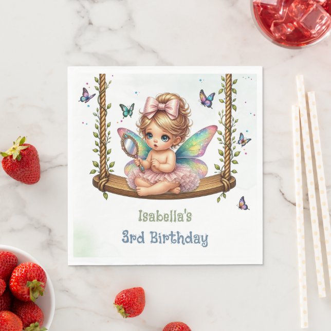 Guardanapo De Papel Aniversário de fadazinha adorável (Insitu)