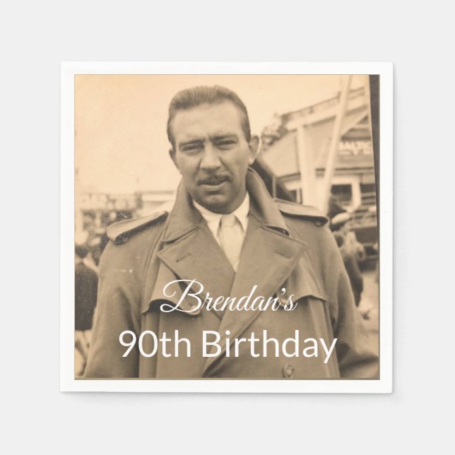 Guardanapo De Papel Aniversário de Foto Male do 90 (Frente)