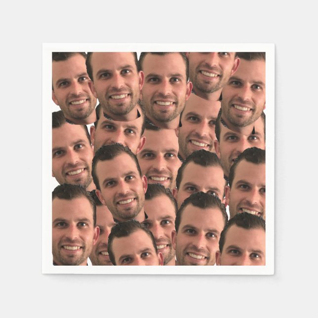 Guardanapo De Papel Aniversário de Foto Única com Imagem de Rosto Pers (Frente)