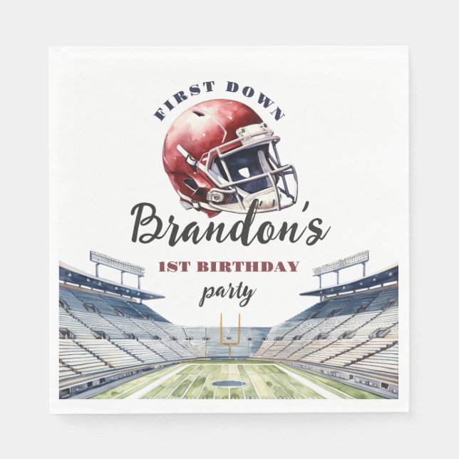 Guardanapo De Papel Aniversário de futebol de 1rua em um ano (Frente)