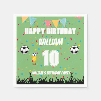 Guardanapo De Papel Aniversário de Futebol Personalizado para Meninos