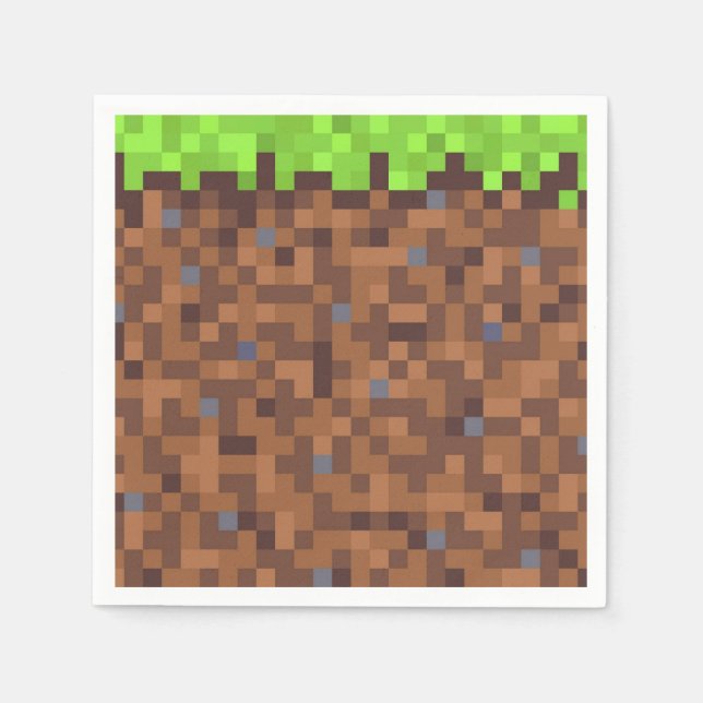 Guardanapo De Papel Aniversário de gamer de grama pixel (Frente)