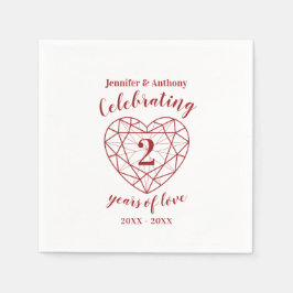 Guardanapo De Papel Aniversário de Garnet 2 anos vermelho branco