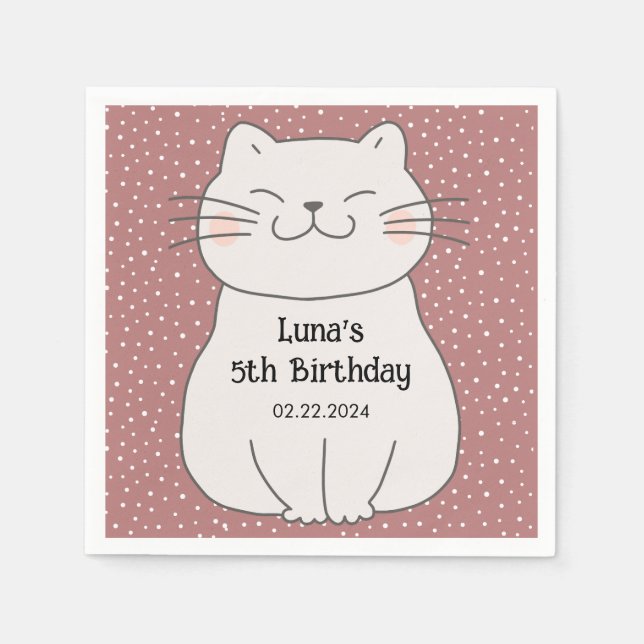 Guardanapo De Papel Aniversário de Gatinhos Bons e Modernos (Frente)