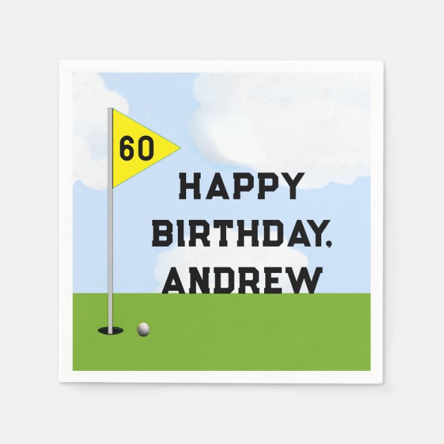 Guardanapo De Papel Aniversário de Golfe (Frente)